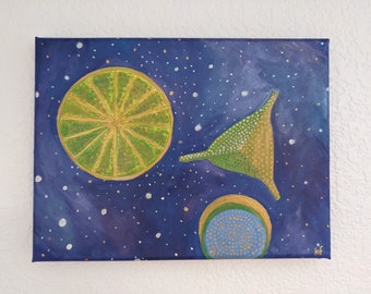 Original abstract painting, Science painting, Acrylic, 9x12 canvas, Diatoms