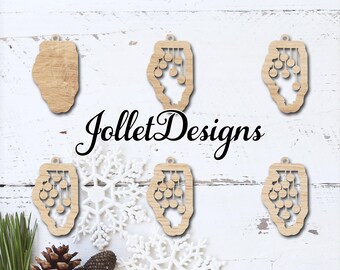 Illinois Family Ornament SVG, Laser Cut Glowforge Files (Digital File)
