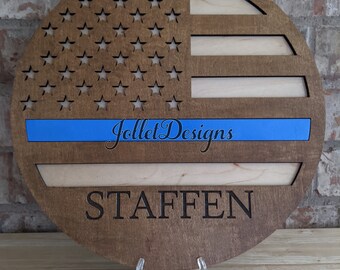 American Flag Round SVG | Customizable Door Hanger, Ornament (Digital File)