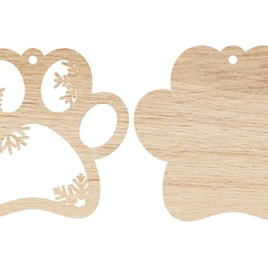 Aanpasbare Hond Paw Print Kerst Snowflake Ornament Double Layer Digital File SVG voor Laser Cutters Glowforge