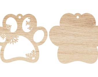 Customizable Dog Paw Print Snowflake Ornament SVG, Laser Cut File (Digital File)