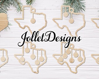 Texas Ornament SVG | Family Dangle Laser Cut Template (Digital File)