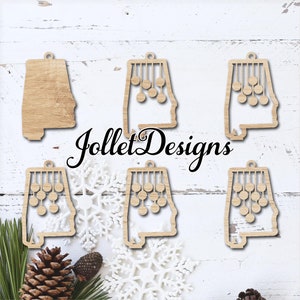 Alabama Family Ornament, Ornament SVG, Digital File, Alabama svg, Christmas Ornament, Glowforge SVG Files, Glowforge Files, Laser Cut File