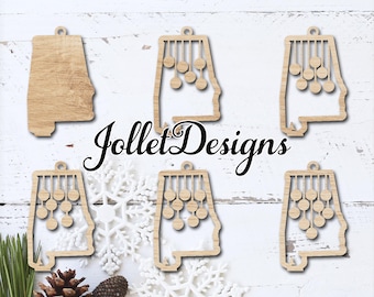 Alabama Family Ornament SVG, Glowforge Laser Cut File (Digital File)