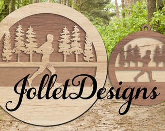 Cross Country Running Ornament, Customizable 2-Layer SVG (Digital File)