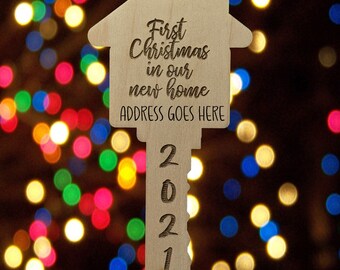 Customizable House Key Ornament, First Christmas in New Home SVG (Digital File)