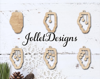 Illinois State Ornament Digital File | Laser Cut SVG, PDF Template (Instant Download)