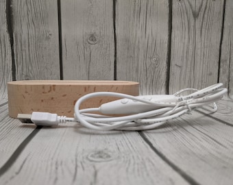 Solid Beech Wood LED Light Base, RGB Edge Lit Display