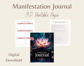 Afdrukbaar manifestatiedagboek, Vision Board-gids (digitale download)