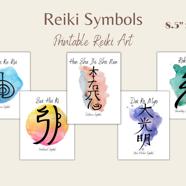 REIKI SYMBOLE für Reiki Heilung, Reiki Wandbehang für Spa Studio Dekor, Reiki Heilung Symbole Wandkunst, Reiki Digitaldruck, spirituelle Kunst