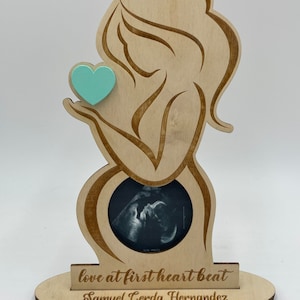 Sonogram Picture Frame, Wood with Felt Bottom, Personalzied with dates and Name