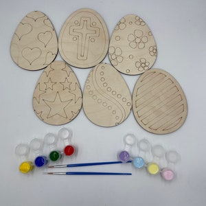 DIY Kids Easter Paint Kit - Wooden Egg Painting Set - Crafting Fun for Easter Party - Children&#39;s Art Supplies