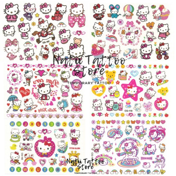 Autocollants de tatouage Hello Kitty Sac de fête d'anniversaire pour enfants