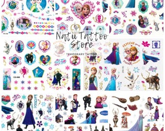 Frozen Temporary Tattoos for Kids – Elsa, Anna, Olaf and Sven – Party Favors and Gifts
