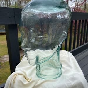 Vintage Glass Mannequin Head Made in Spain Eclectic Home Decor Boho Shabby Chic