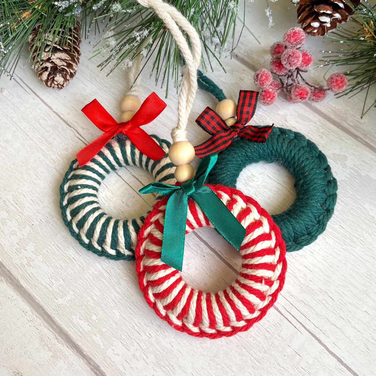 Macrame Christmas Mini Wreath Boho Christmas Decor Eco - Etsy