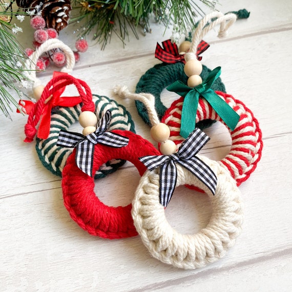 Macrame Christmas Mini Wreath Boho Christmas Decor Eco | Etsy