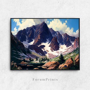 Rocky Mountains Colorado, Landscape Painting, Impressionist Style | Wall Art Print | Printable, Digital Download