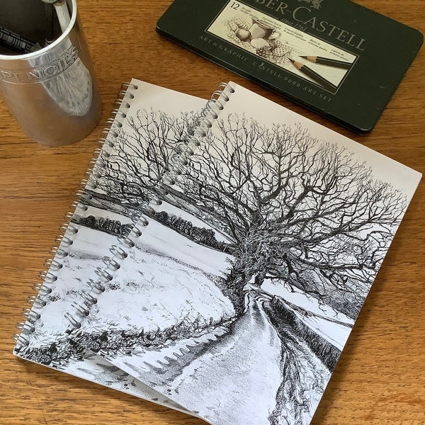 Winter oak spiral bound A5 notebook sketchbook