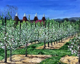 Kent apple orchard and oast houses limited edition giclee print