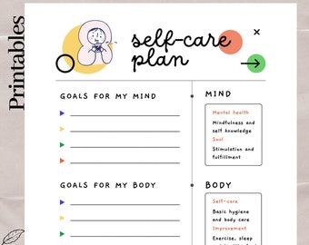 Goodnotes Template | Noteshelf • Self care plan | Self care | Planner insert | Printable JPEG AND PDF