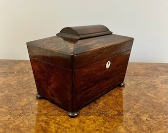 Quality Antique Willian IV Rosewood Tea Caddy