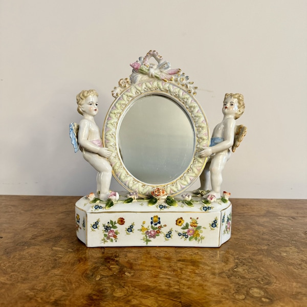 Pretty antique porcelain dressing table mirror