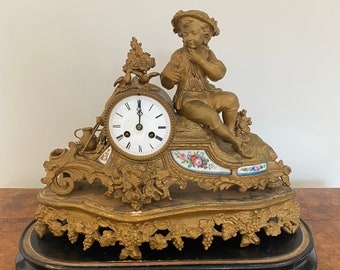 Quality 19th Century French Louis XVI Ormolu And Porcelain Mantel Clock