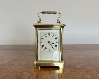 Hochwertige antike viktorianische französische Reiseuhr aus Messing