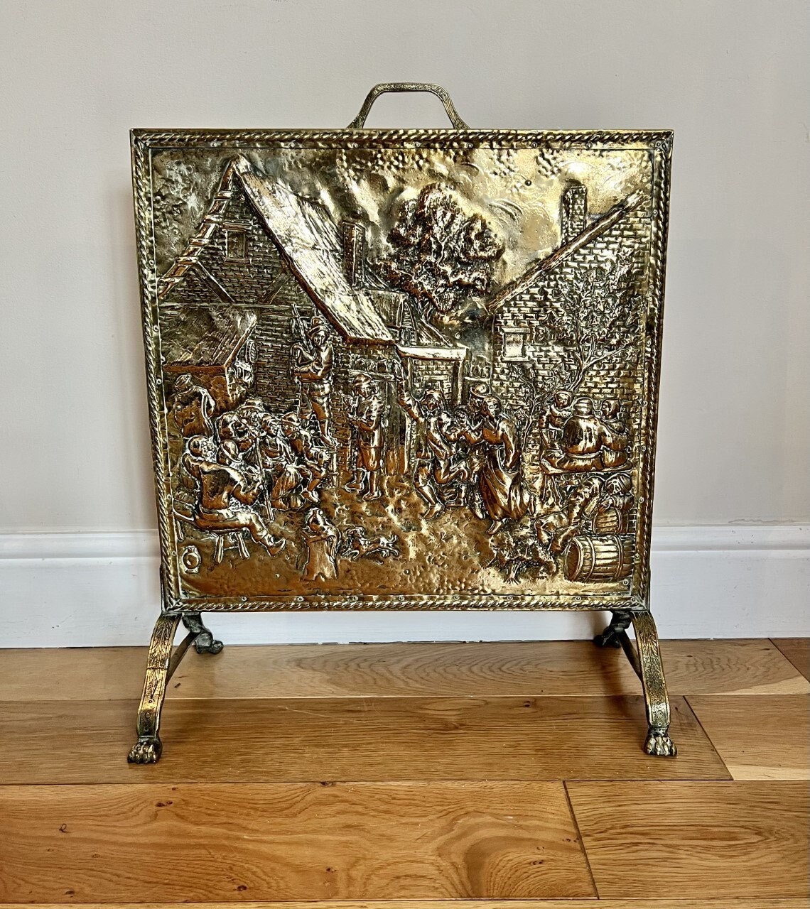 Ornate Antique Quality Brass Fire Screen Etsy UK