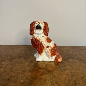 Antique Victorian Staffordshire Spaniel Seated Dog