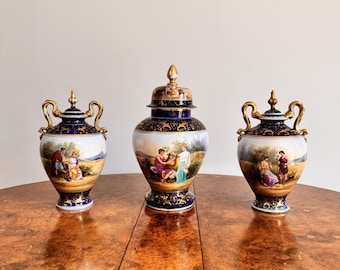 Fine quality antique Victorian Royal Vienna vase garniture