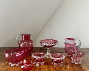 Stunning collection of quality antique Victorian cranberry glass