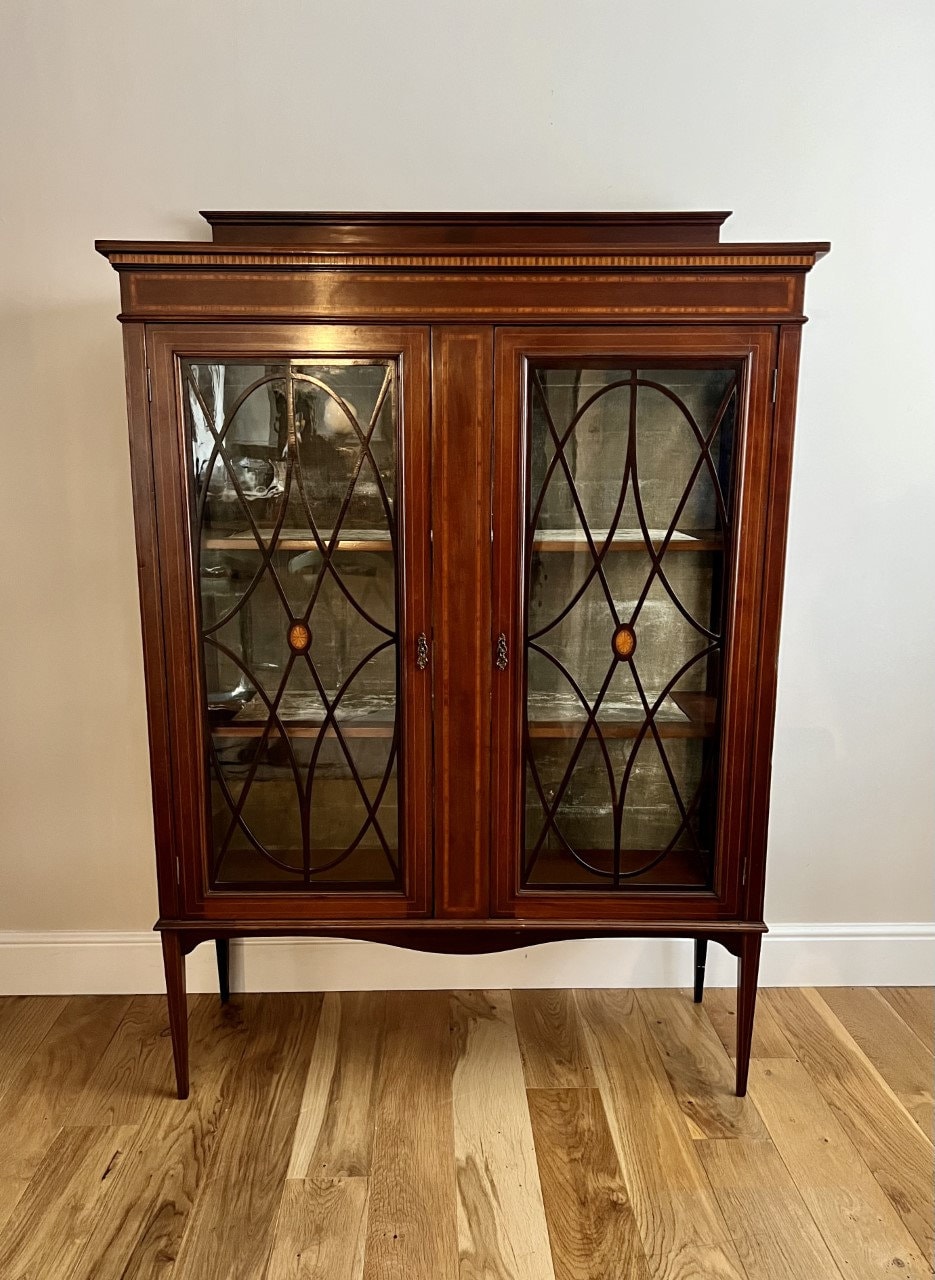Antique Edwardian Quality Inlaid Mahogany Display Cabinet Etsy