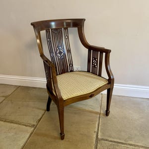 Outstanding quality antique Edwardian mahogany inlaid desk chair