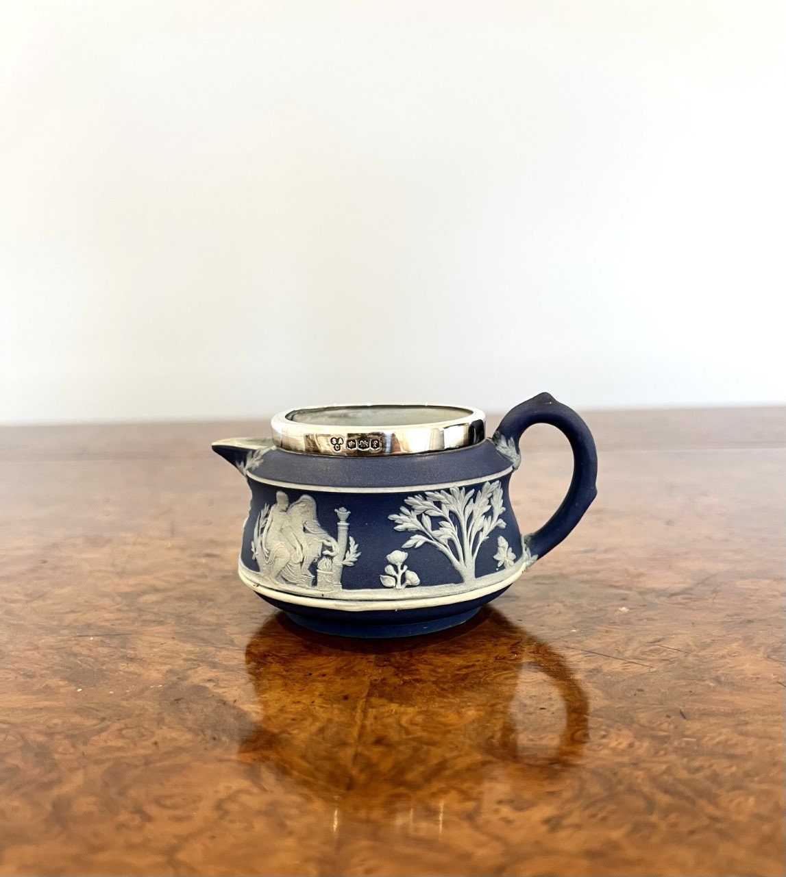 Quality Antique Victorian Silver Mounted Three Piece Jasperware
