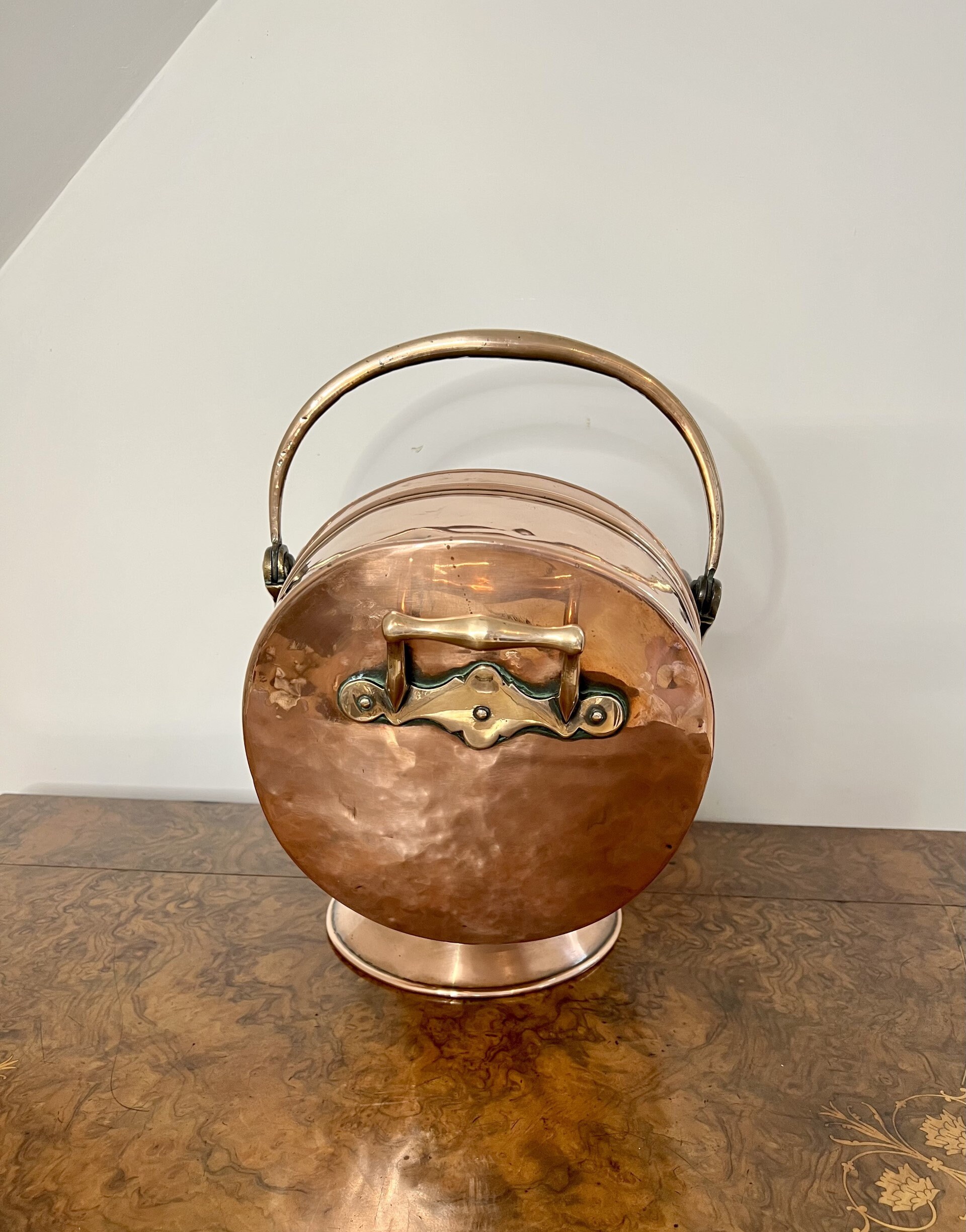 希少 レア アンティーク イタリア製｜copper Coal bucket 暖炉道具