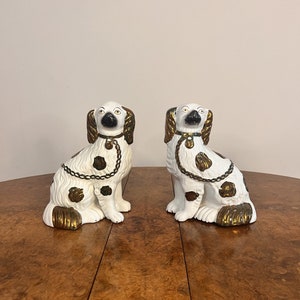 Quality pair of antique Victorian Staffordshire dogs