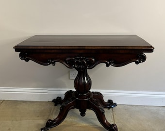 Antique Victorian quality carved rosewood card table