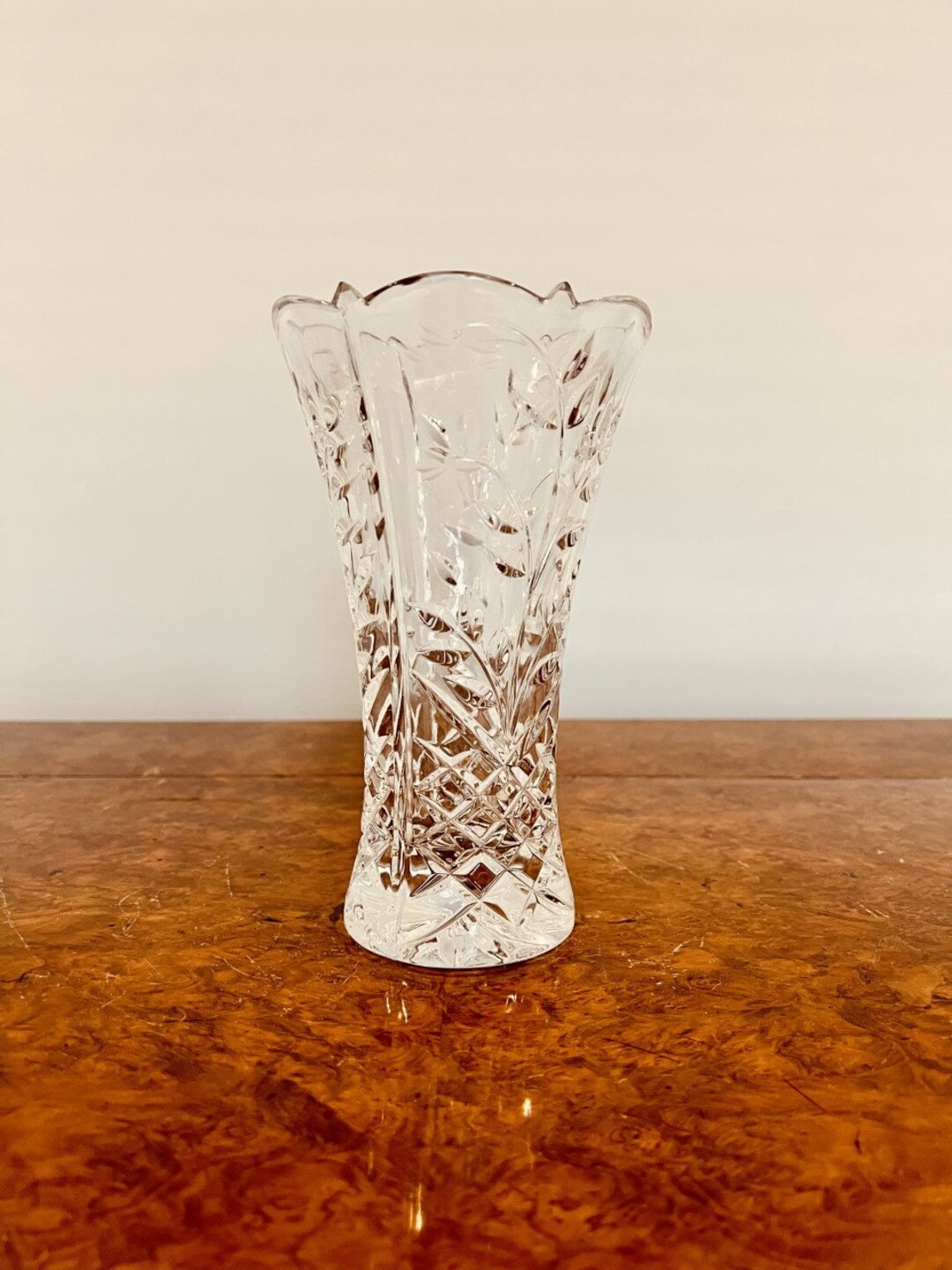 Antique Edwardian Cut Glass Vase Etsy