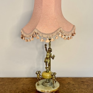 Unusual antique Edwardian quality onyx and gilded brass table lamp
