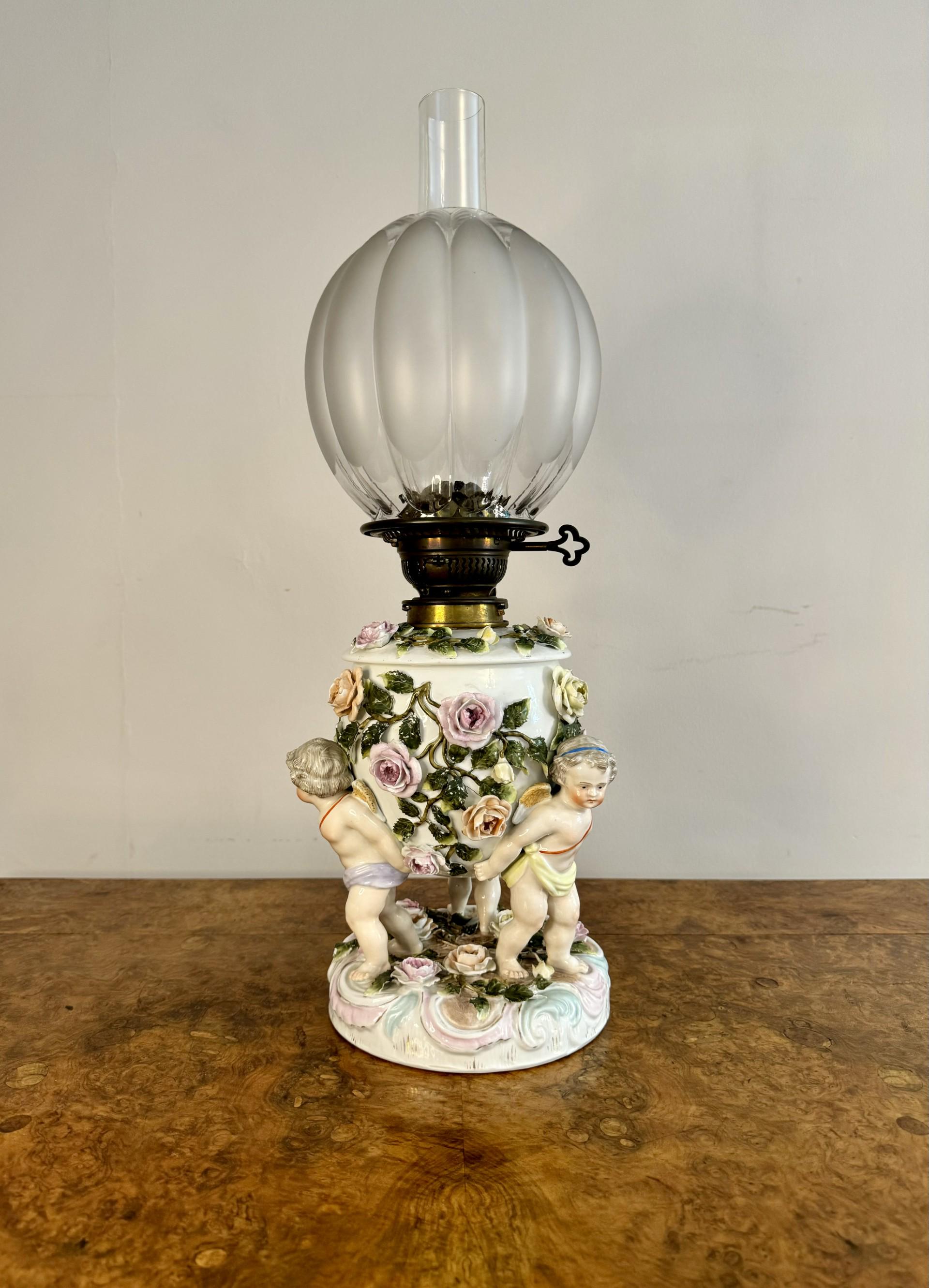 Outstanding Quality Antique Victorian Sitzendorf Porcelain Oil