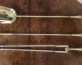 Set Of Quality Brass Fire Irons