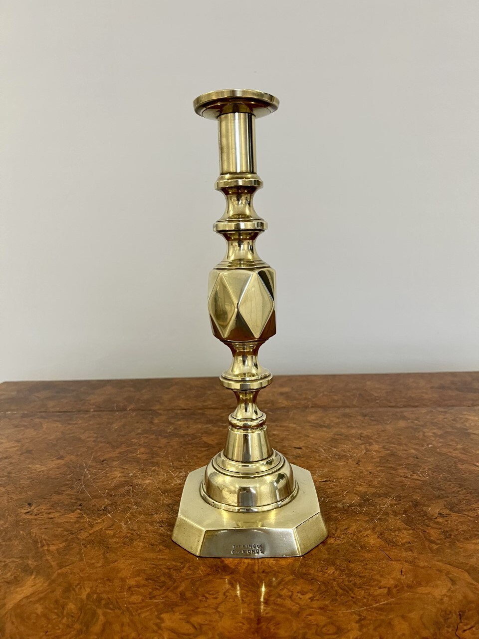 Large Pair of Antique Victorian Quality Brass Candlesticks King of