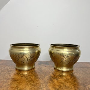 Stunning pair of antique Edwardian brass jardinieres