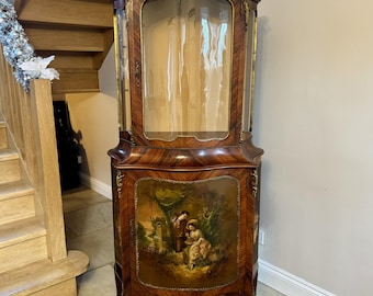 Magnífica vitrina antigua victoriana francesa de madera de palisandro.