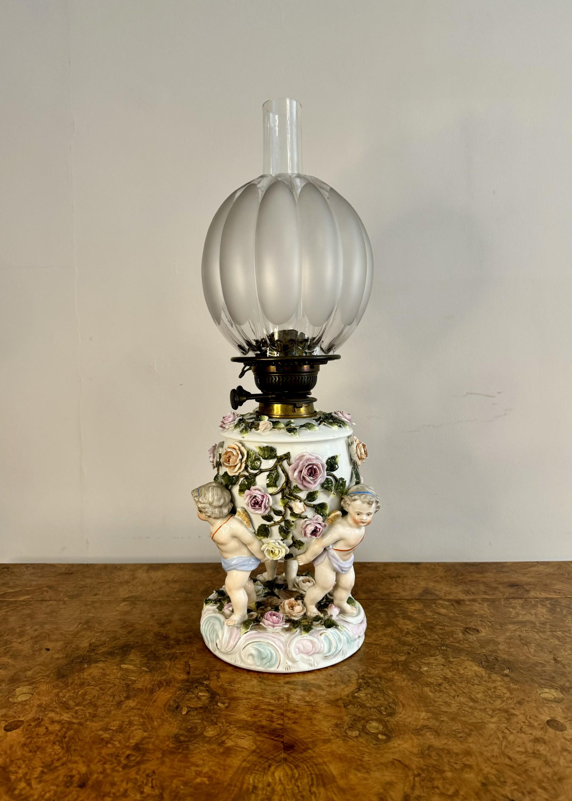 Outstanding Quality Antique Victorian Sitzendorf Porcelain Oil