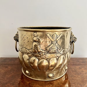 Large Antique Victorian Dutch Brass Jardiniere