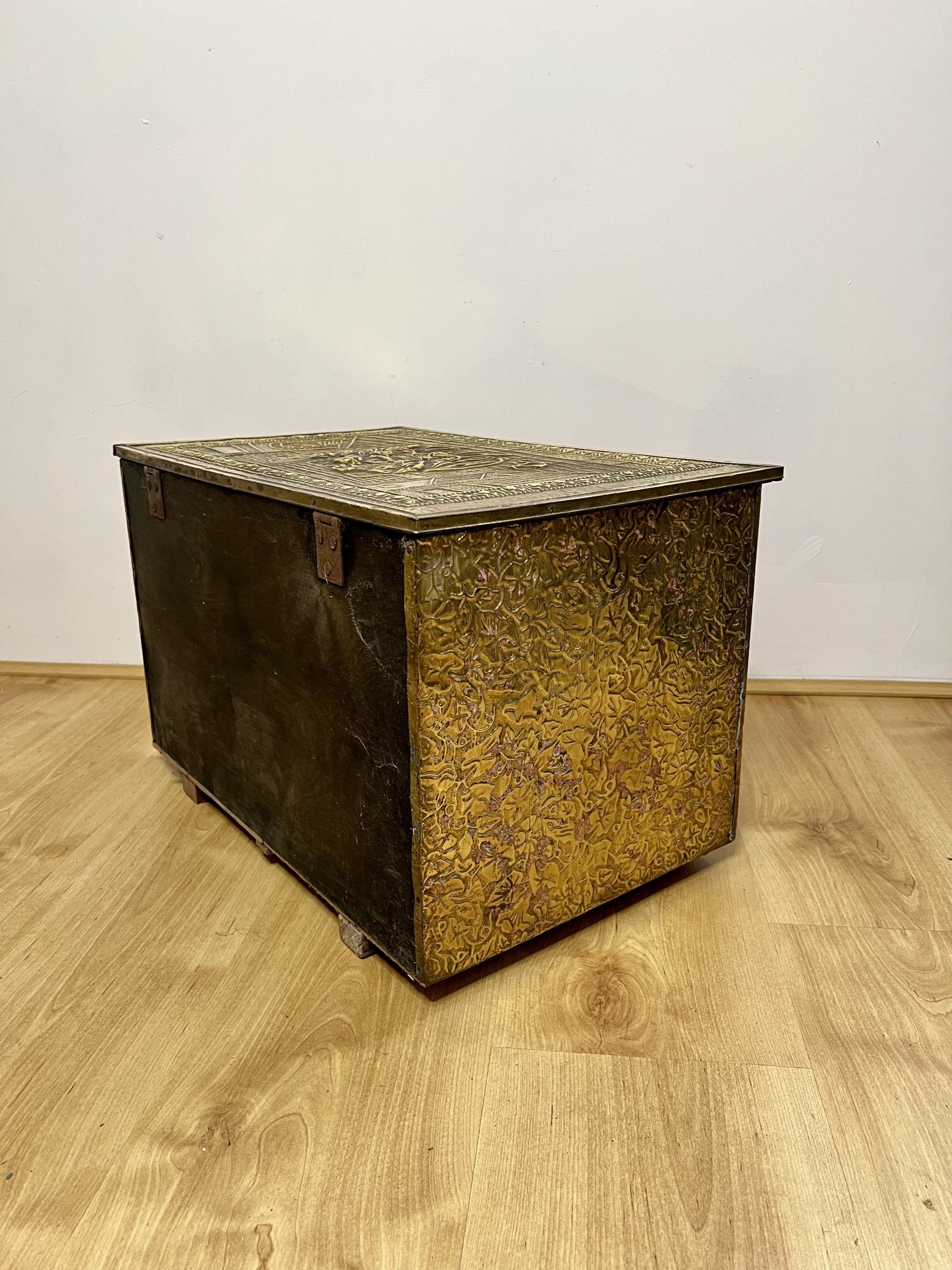 12+ Antique Brass Coal Box