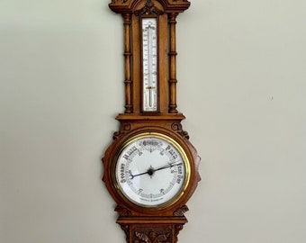 Hochwertiges antikes viktorianisches Banjo-Barometer aus geschnitzter Eiche
